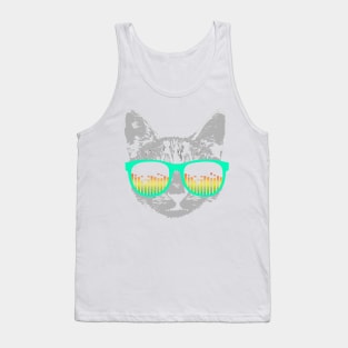 Music Cat with Glasses Tank Top